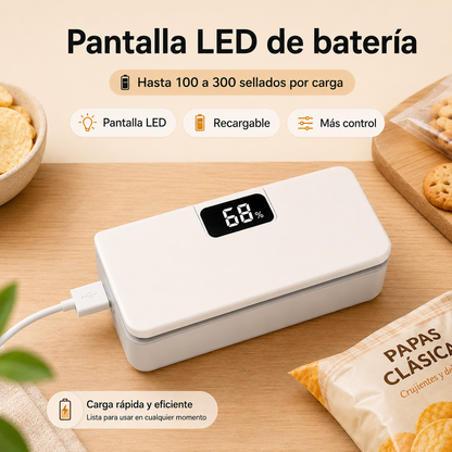 Indicador de bateria en pantalla LED de la selladora portatil Umbra