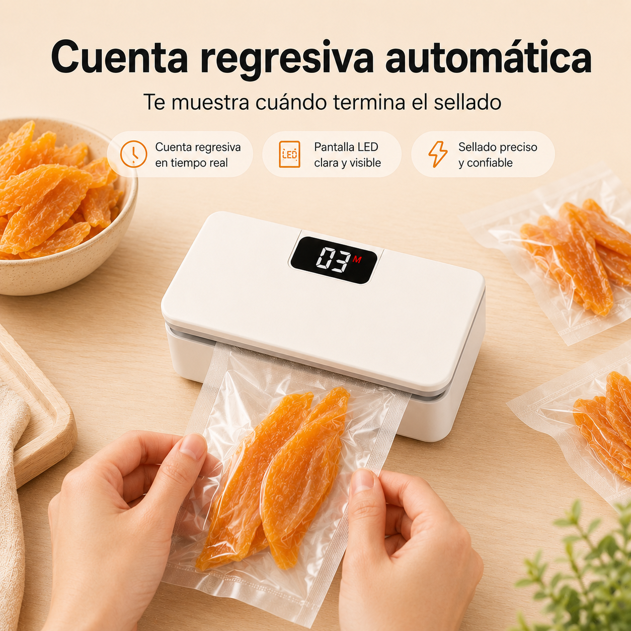 Pantalla LED con cuenta regresiva automatica de la selladora Umbra