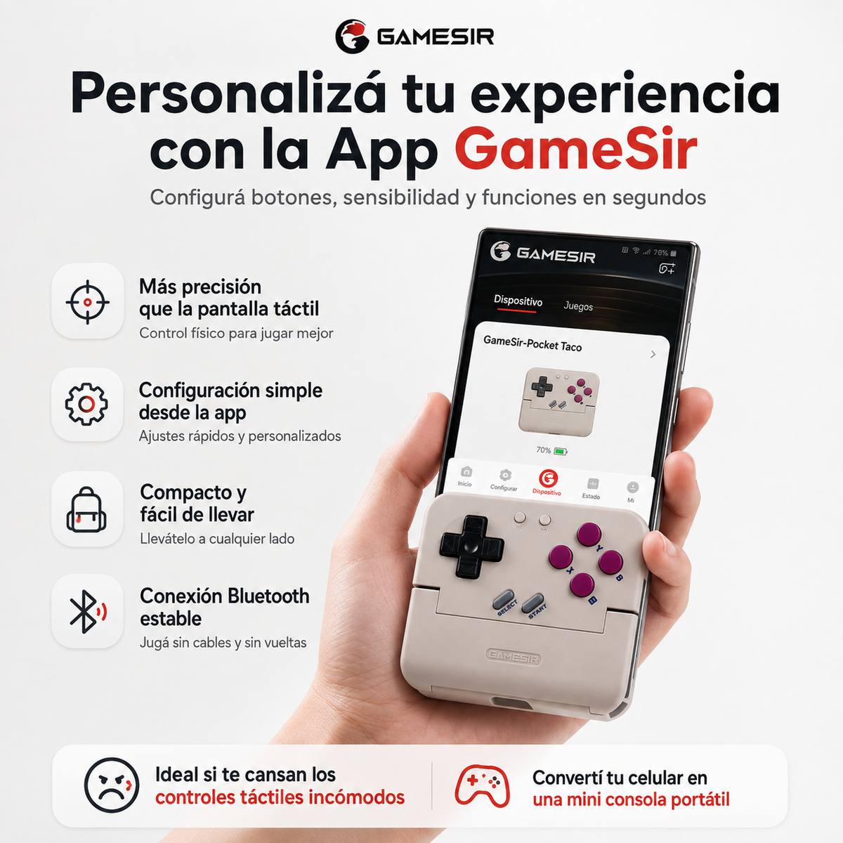 GameSir Pocket Taco personalización con la App GameSir
