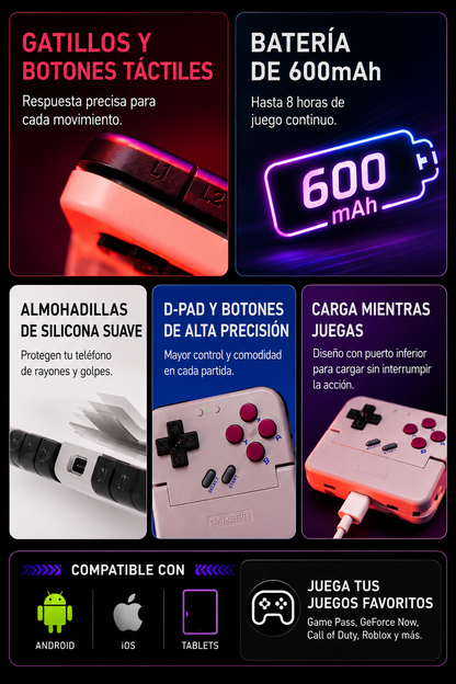 GameSir Pocket Taco batería 600mAh y gatillos L1 L2